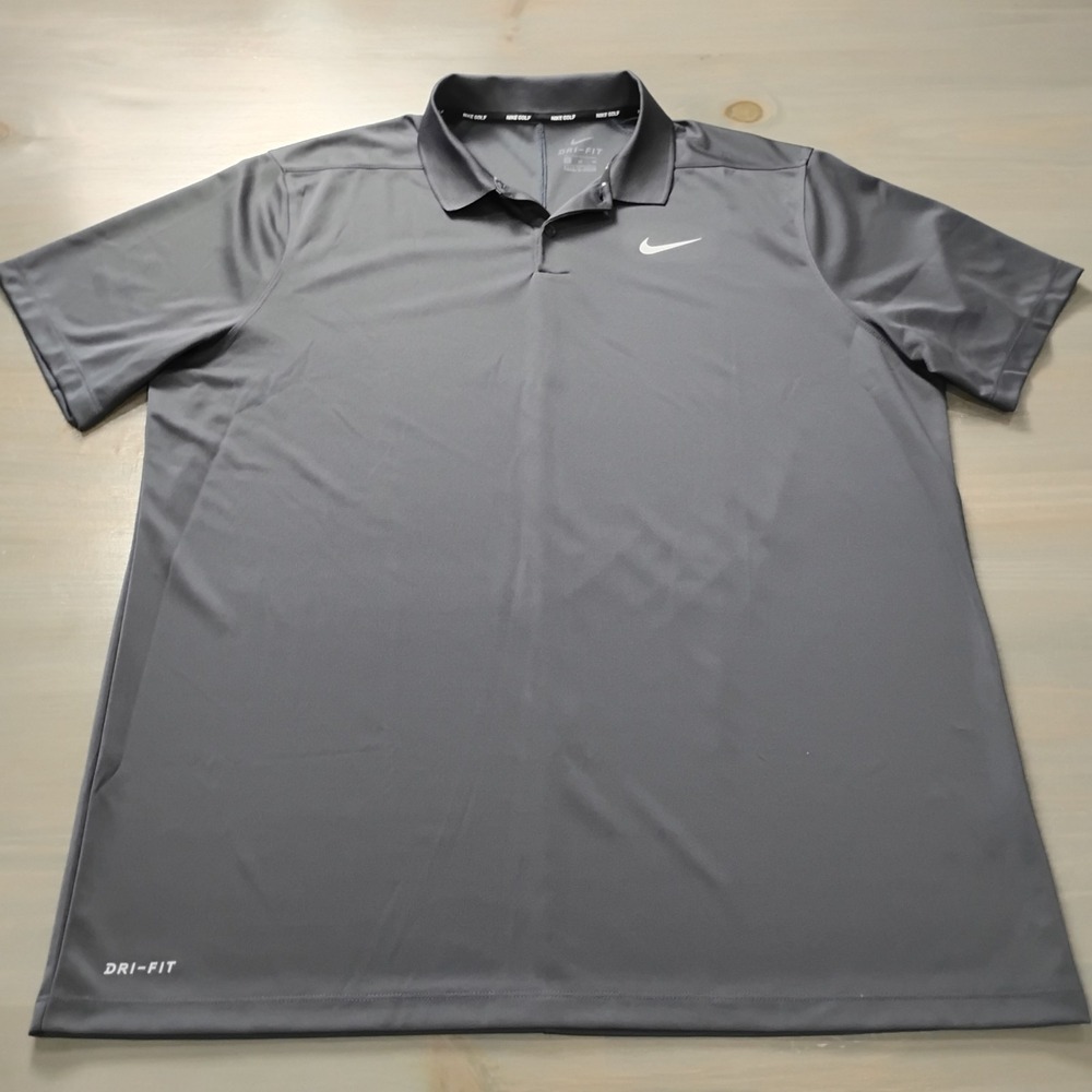 Nike Golf Polo Shirt Mens XL Gunmetal Gray Swoosh Dri Fit Performance Wicking